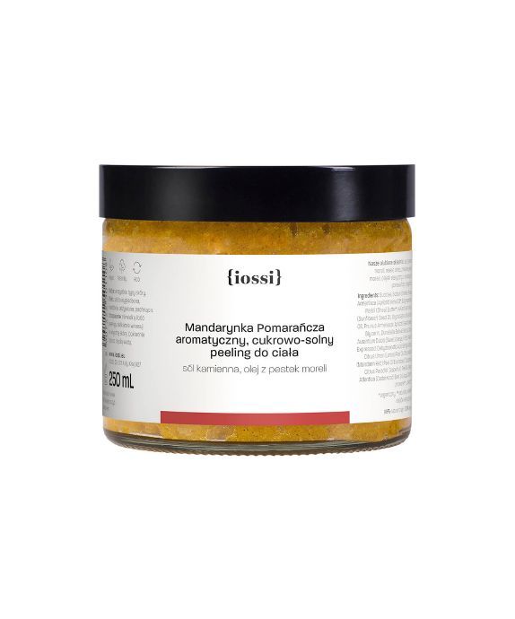 Exfoliante corporal con sal de roca y aceites con aroma de naranja y mandarina Iossi