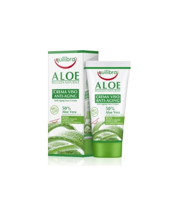 Cremă de față antiîmbătrânire cu aloe cu complex de vitamine A, C și E Equilibra