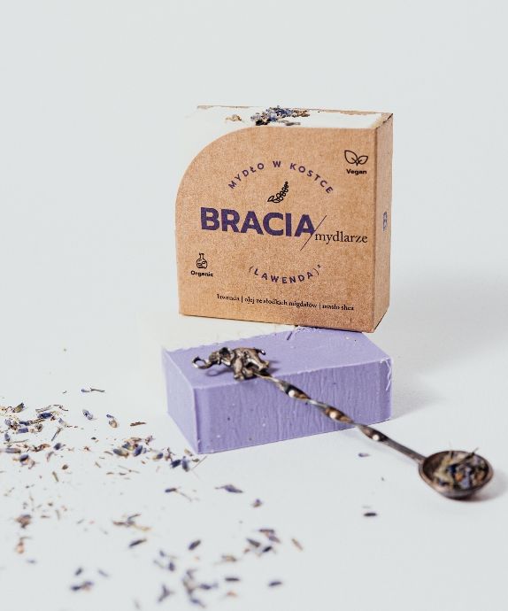 Soothing and Moisturising Lavender Solid Soap with Rice Oil and Shea Butter Bracia Mydlarze