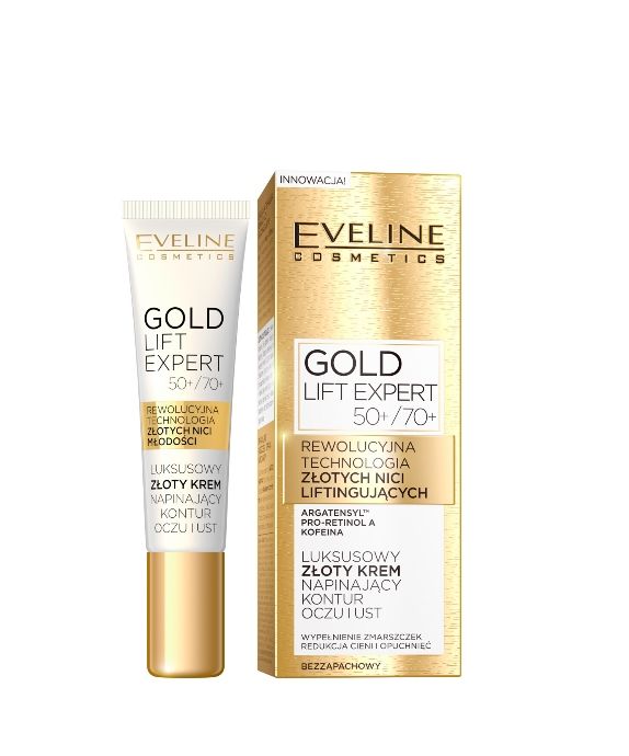 Crème de luxe dorée pour le contour des yeux et des lèvres, 50+/70+ Eveline