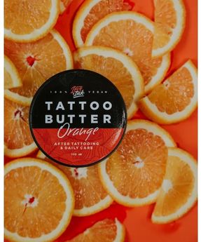 Tattoobutter Orange mit Kokosöl und Orangen Tattoobutter 100 ml LoveInk