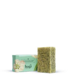 Jabón natural de linaza con aceite de espino amarillo y exfoliante de semillas de amapola de Hagi