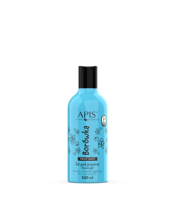 Gel de duș cu parfum natural de afine cu acid hialuronic Fruit Shot Apis