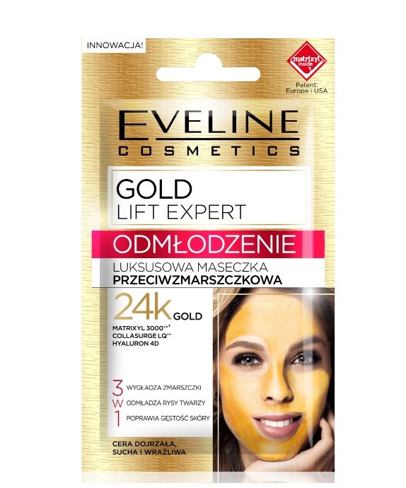 Mască de întinerire luxoasă antirid Gold Lift Expert Eveline 