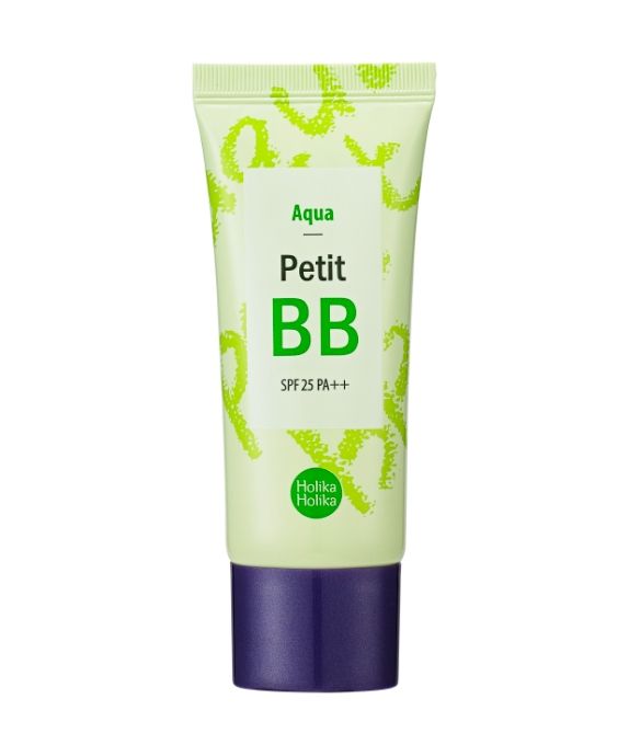 BB cream revigorant cu filtru SPF25 Aqua Petit cu extract de ceai verde pentru toate tipurile de piele Holika Holika