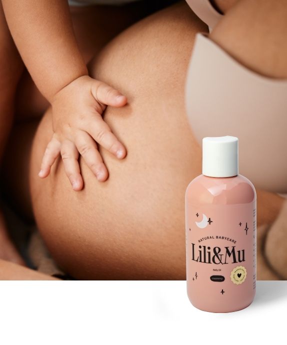 Huile anti-vergetures Lili&Mu pour la peau de l'abdomen, des cuisses et des seins