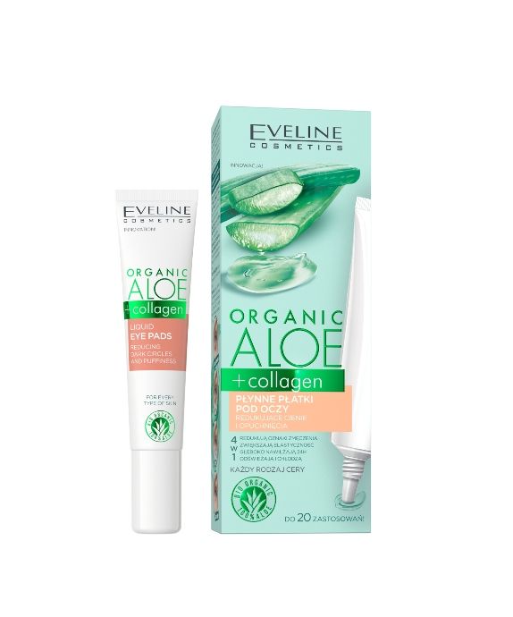 3-in-1 Liquid Eye Patches with Aloe and Collagen, Reducing Dark Circles and Puffiness Eveline