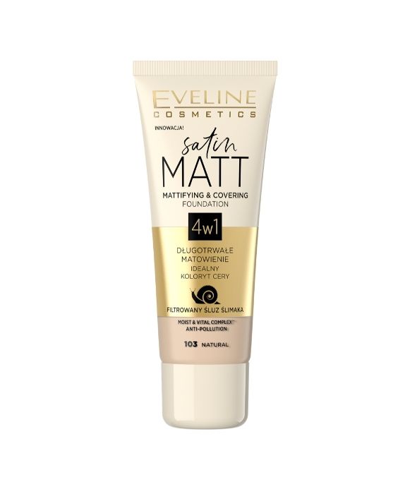 Mattierende Foundation mit gefiltertem Schneckenschleim No 103 natural Satin Matt Eveline