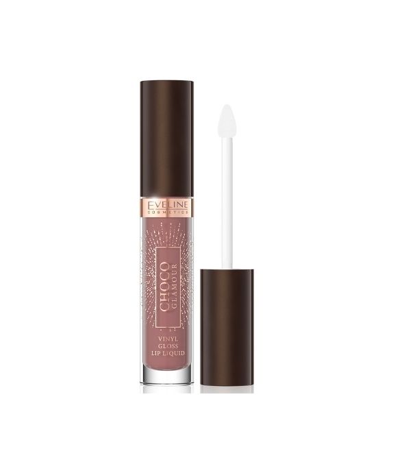 Skysti lūpų dažai su blizgių lūpų efektu 03 Toffee Chocolate Choco Glamour Eveline