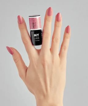 Pink Hybrid Nail Polish with a Dash of Muted Beige My Sweet Kiss MyLaQ 