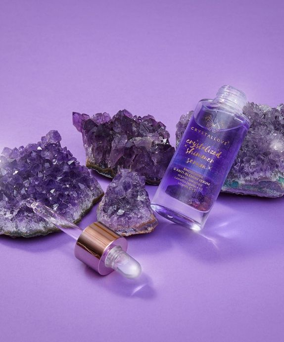 Arcszérum ametiszttel és bakuchiollal - Amethyst shimmer serum Crystallove