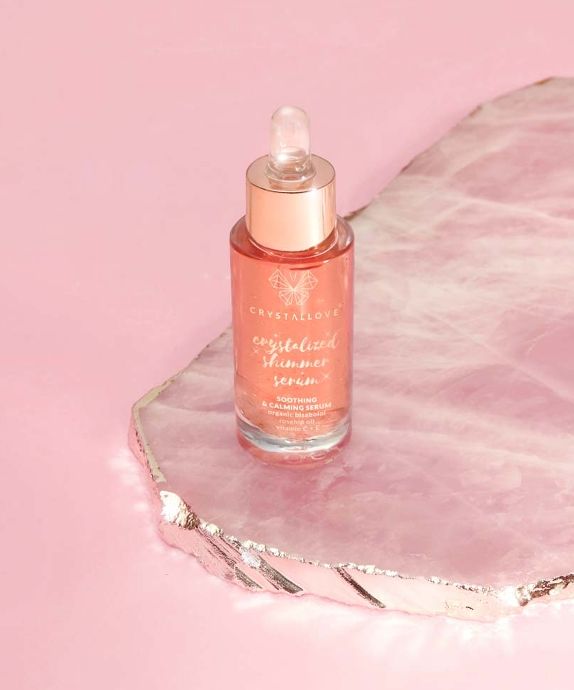 Gesichtsserum mit Rosenquarz und Bisabolol - Rose quartz shimmer serum serum, Crystallove 