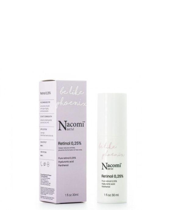 Ser de față de noapte Nacomi Next Level cu 0,25% retinol pentru riduri și acnee