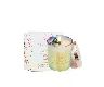 Soy Candle with Rainbow Fluorite and Pink Champagne in Glass Container Crystallove 
