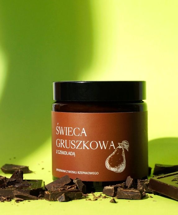 Vela de cera de colza natural Mglife con aroma a pera con chocolate