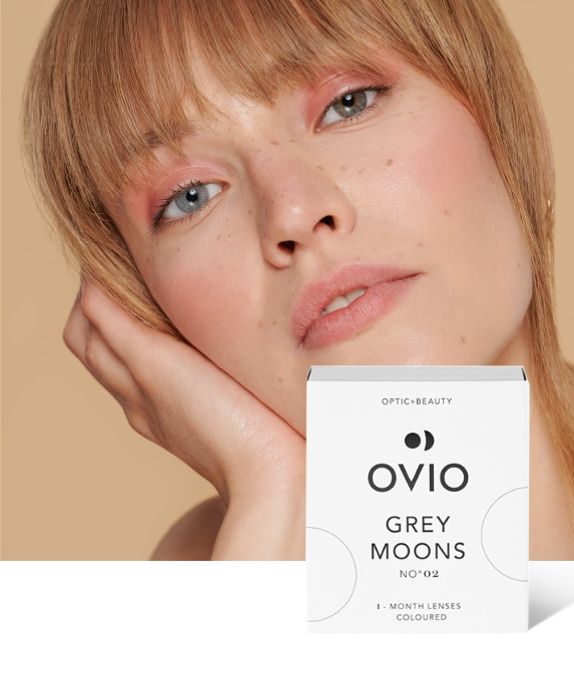 Platinum grey zero power monthly coloured contact lenses Grey Moons No. 2 Ovio