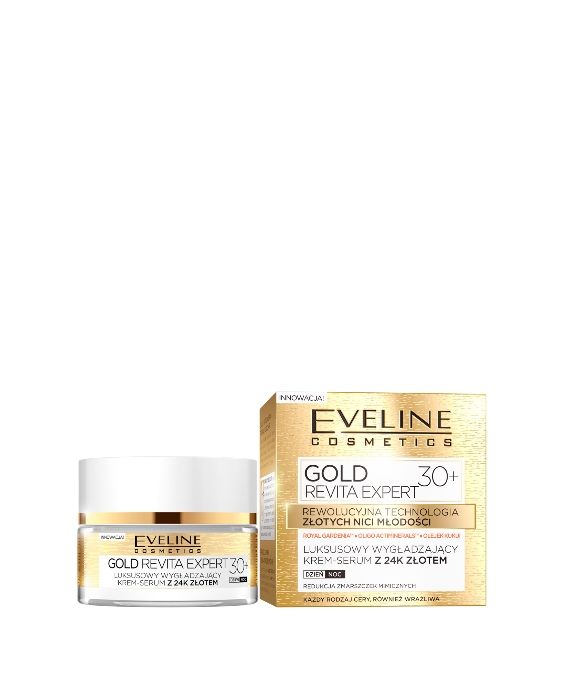 Glättendes Creme-Serum mit 24 Karat Gold, Tag und Nacht, 30+ Eveline