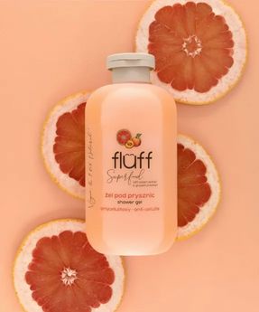 Fluff moisturising and cleansing shower gel with peach and grapefruit scent