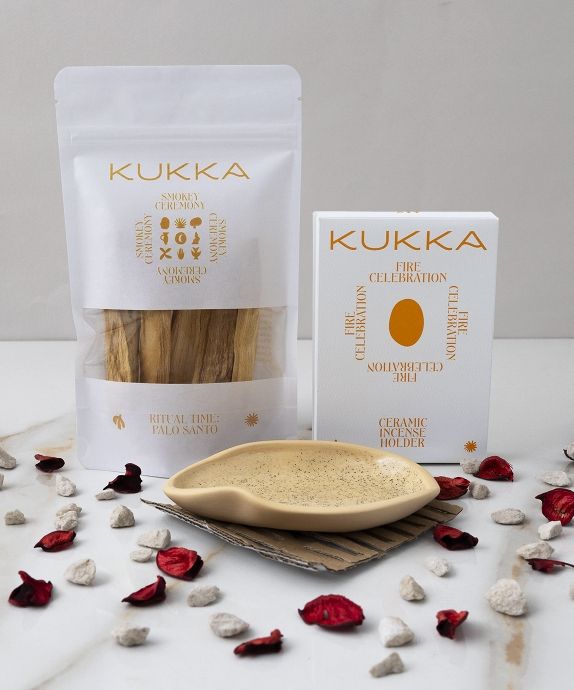 Palo Santo Sacred Tree Incense Set with Kukka Ceramic Coaster