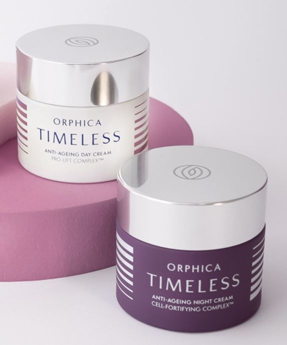 Set di cosmetici per la pelle matura: crema giorno SPF 20 e crema notte Orphica