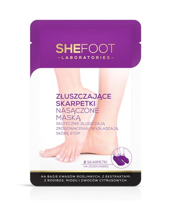 Calzini esfolianti imbevuti di una maschera a base di acidi vegetali SheFoot